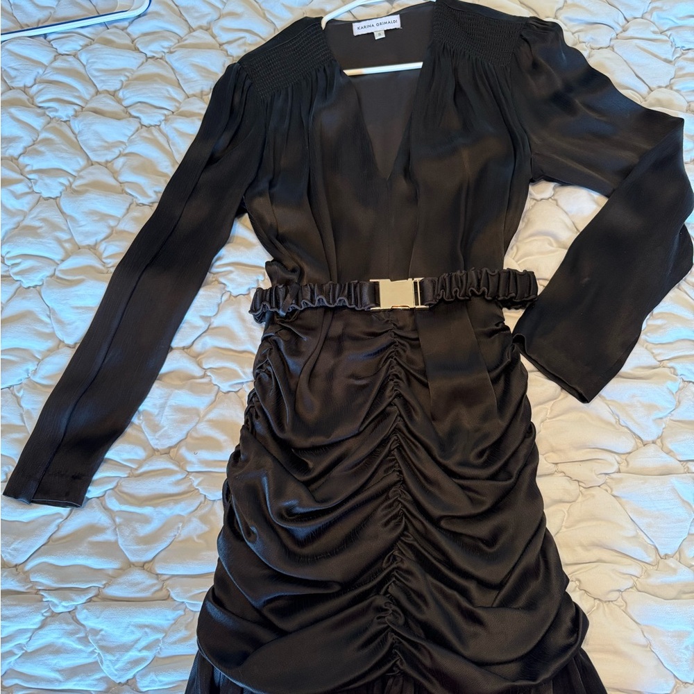 Karina Grimaldi Black Ruched Sheath Dress